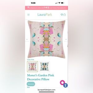 Laura Park Monet's Garden Pink Decorative Pillow